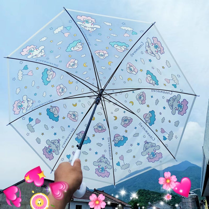 Sanrio With Long Handle Transparent Kulomi Windproof Bold Anime Umbrella Full-Automatic Children'S Cartoon Thickened - Image 4