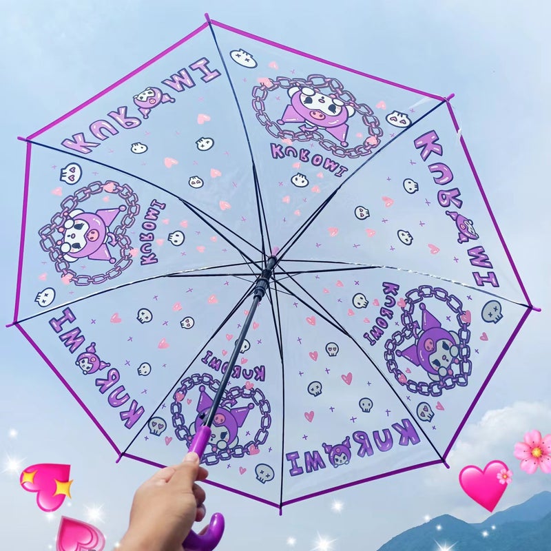 Sanrio With Long Handle Transparent Kulomi Windproof Bold Anime Umbrella Full-Automatic Children'S Cartoon Thickened - Image 3