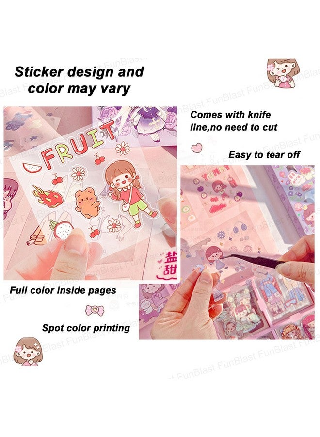 فنبلاست ملصقات أرضية ذاتية اللصق من FunBlast Girl Theme للأطفال، 100 ملصق، مجموعة ملصقات فتاة يابانية رائعة، لدفتر الملاحظات والمذكرات ودفتر القصاصات، عبوة من قطعة واحدة (لون وتصميم عشوائي) 18 × 18 × 2 سم، بلاستيك PVC - Image 4