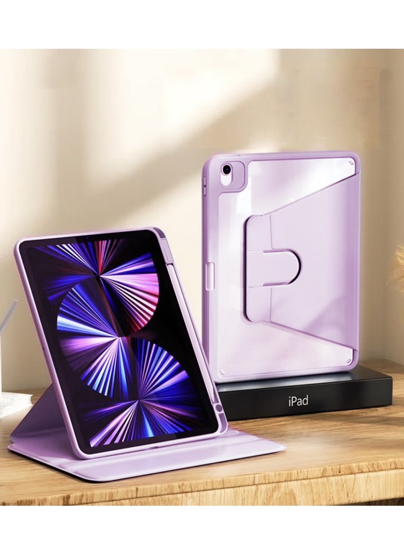 General Rotating Case for iPad Air 13-Inch M3 (2025) with Pencil Holder, 360 Degree Rotation Protective Stand Cover Clear Back, Auto Wake/Sleep 