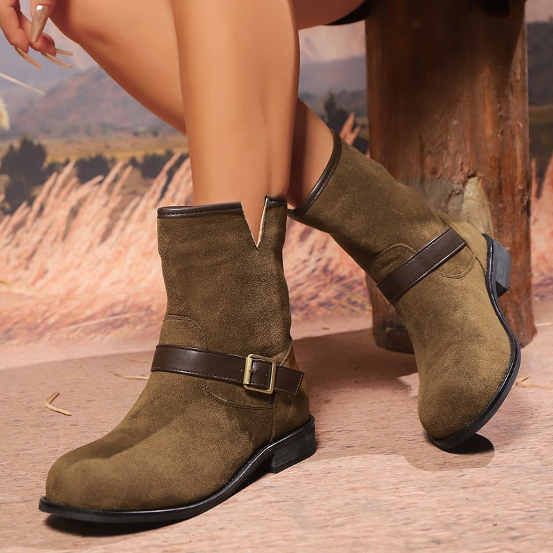 Large Size Fashion Boots Belt Buckle Decoration Solid Color Versatile Style Women'S - Image 1