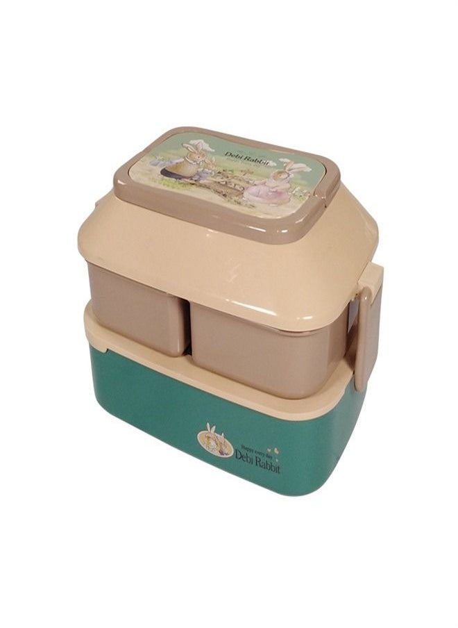 Loquat 1000ML Double Layer Microwave Oven Plastic Lunch Box Green 