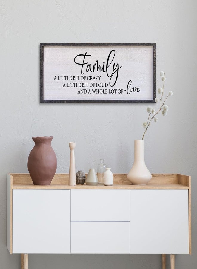 Surfapans Family A Little Bit Of Crazy Sign Wall Decor 40"×15" Farmhouse Living Room Large Soild Wood Framed Hallway Hanging Sign Entryway Home Wall Art (Black) - Image 4