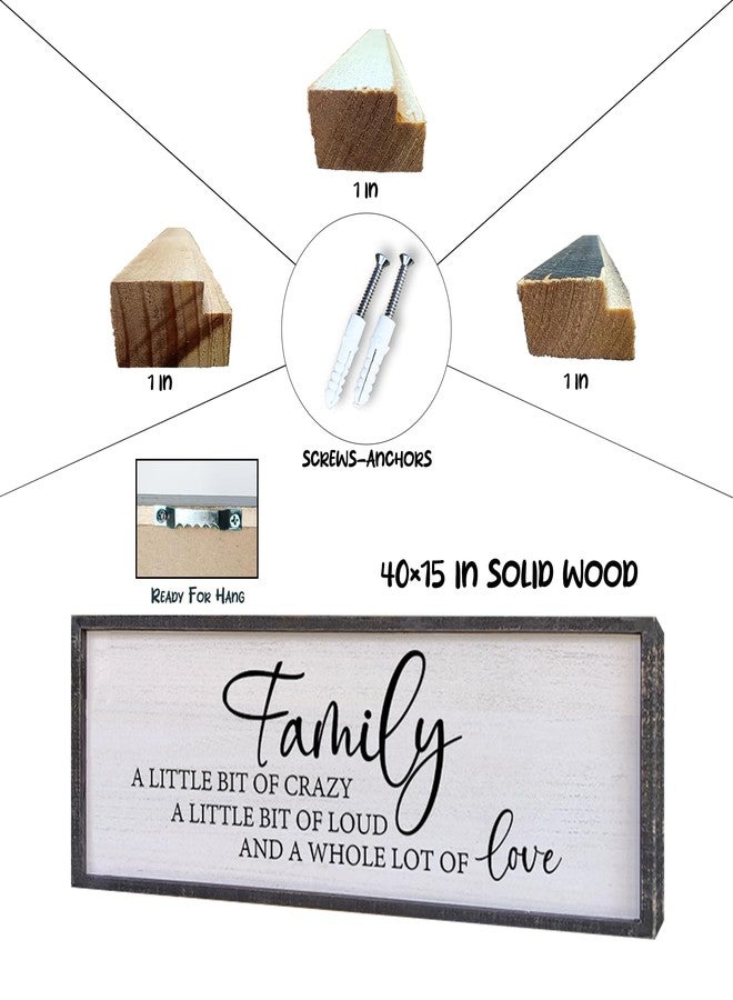 Surfapans Family A Little Bit Of Crazy Sign Wall Decor 40"×15" Farmhouse Living Room Large Soild Wood Framed Hallway Hanging Sign Entryway Home Wall Art (Black) - Image 2