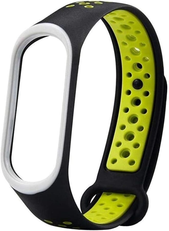 سوار HUMBLE الممتاز المصنوع من السيليكون الناعم المقاوم للماء، متوافق مع سوار Xiaomi Mi Band 4 و Mi Band 3، أساور معصم بديلة من السيليكون الناعم بفتحات تهوية (أخضر وأسود)