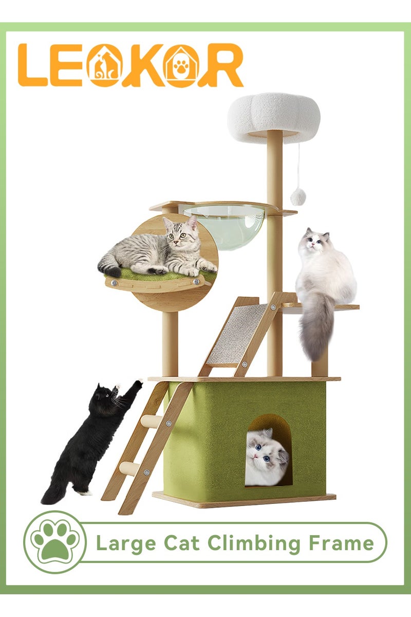 ليوكور شجرة القطة ، إطار تسلق القطة الكبيرة للقطط الداخلية ، برج القطة على مستوى أولتي مع أعمدة الخدش المغطاة بالسيسال ، هامش أكريليك وأعلى برش ، شقة القطة للقطط الكبيرة الصغيرة ، الأخضر (40x55x150 سم) - Image 1