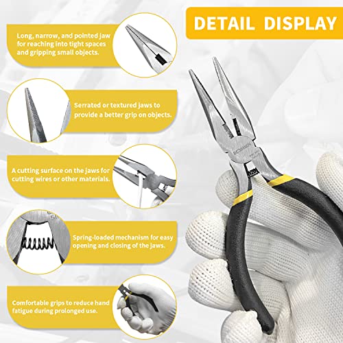 BOOSDEN 5 Pack Mini Precision Pliers Set, Small Needle Nose Pliers with Wire Cutter, Black - Image 3