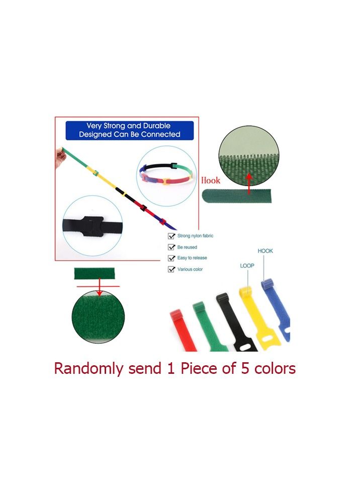1-Piece Velcro Cable Tie,Nylon Back-To-Back Velcro Hook and Loop Tape,Velcro Date Cable Management Tape,Random for Five Colour - Image 4