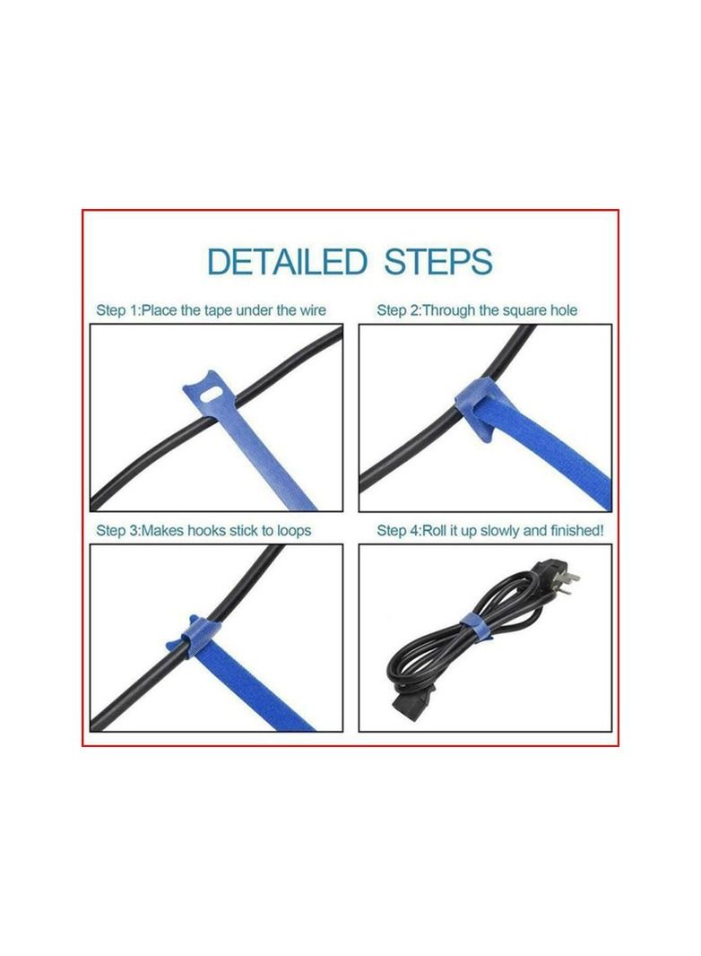 1-Piece Velcro Cable Tie,Nylon Back-To-Back Velcro Hook and Loop Tape,Velcro Date Cable Management Tape,Random for Five Colour - Image 5