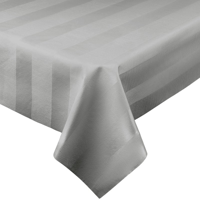 Luxury Table Protector Pad 2 in 1 Table pad  Great Looking Tablecloth  Heat Resistant Spill  Stain Proof  Flannel Backing 54x126 Silver  Silk Stripe