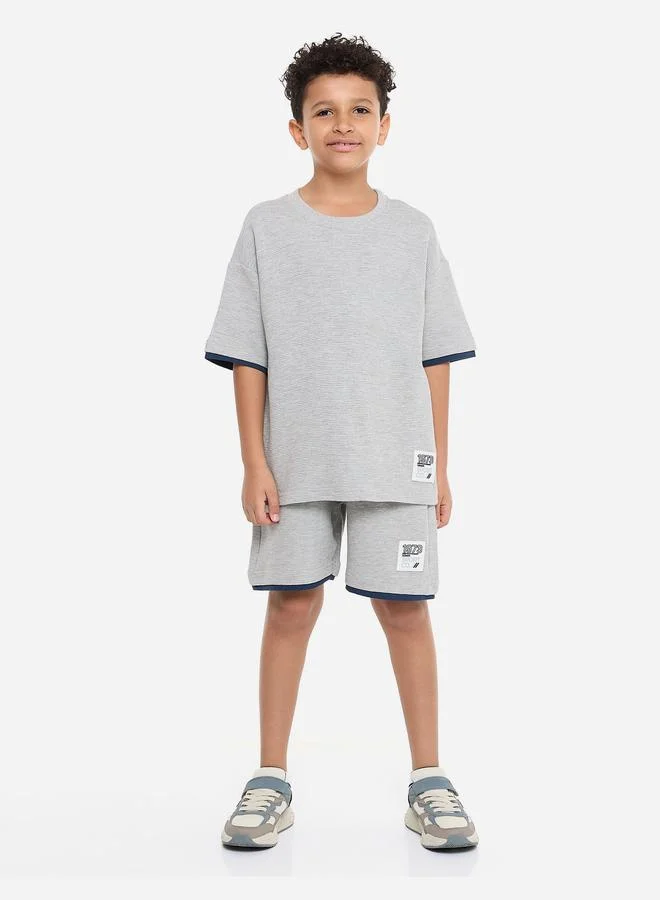 victor and jane Victor And Jane Boys Textured Oversized T-Shirt and Shorts Set
