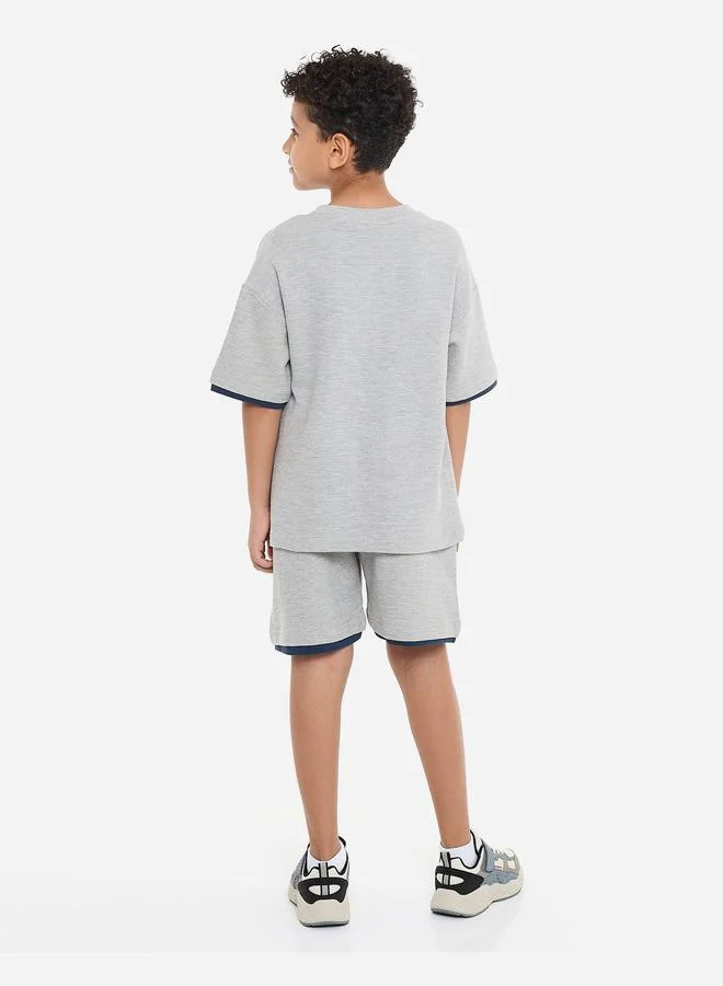 victor and jane Victor And Jane Boys Textured Oversized T-Shirt and Shorts Set
