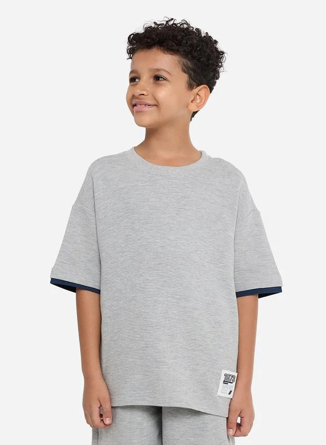 victor and jane Victor And Jane Boys Textured Oversized T-Shirt and Shorts Set