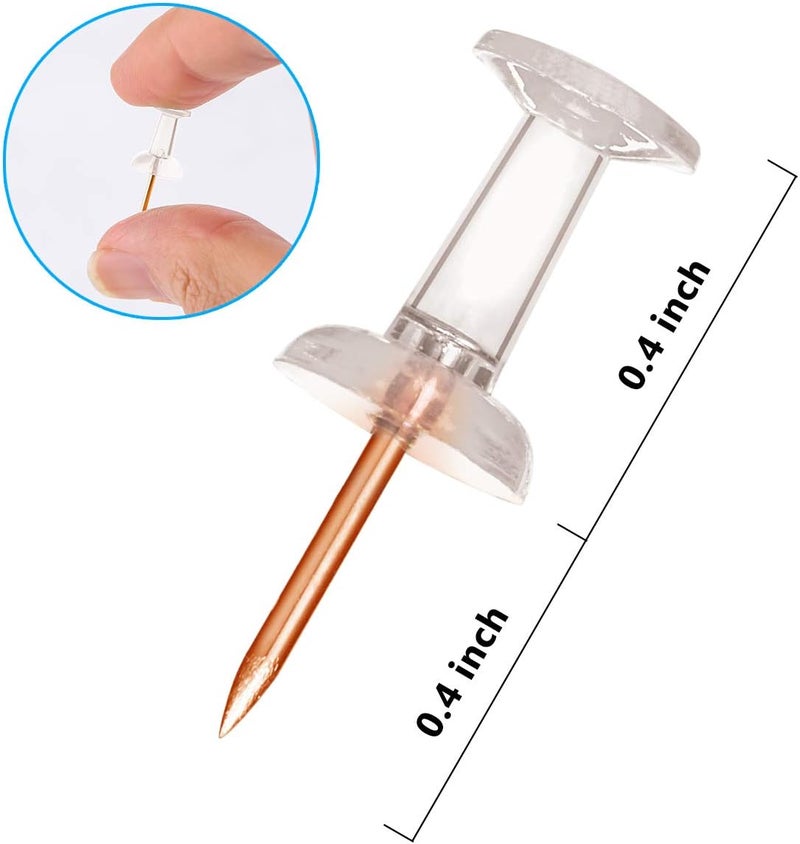 Yalis Push Pins 600 Count, Standard Rose Gold Pins Clear Thumb Tacks Steel Point and Clear Plastic Head (Rose Gold) - Image 2
