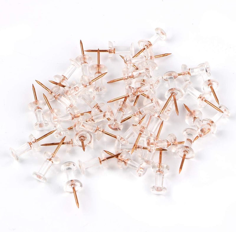 Yalis Push Pins 600 Count, Standard Rose Gold Pins Clear Thumb Tacks Steel Point and Clear Plastic Head (Rose Gold) - Image 3