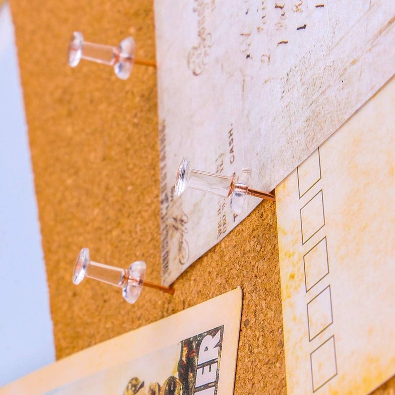 Yalis Push Pins 600 Count, Standard Rose Gold Pins Clear Thumb Tacks Steel Point and Clear Plastic Head (Rose Gold) - Image 5