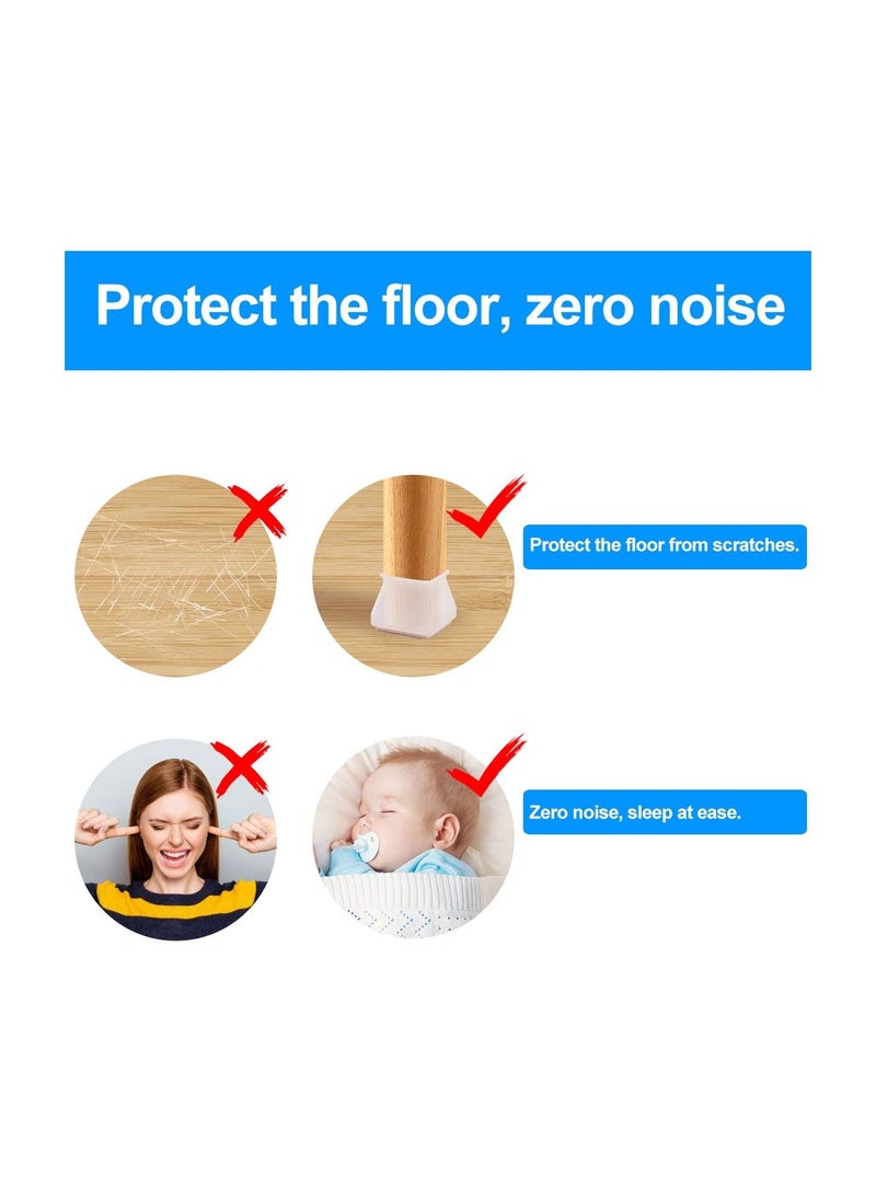 SYOSI - 32Pcs Square Furniture Silicone Protection Cover, Silicone Chair Leg Floor Protectors with Anti-Slip Felt Pads, Furniture Leg Caps, Protect Your Floors from Scratches - Image 1