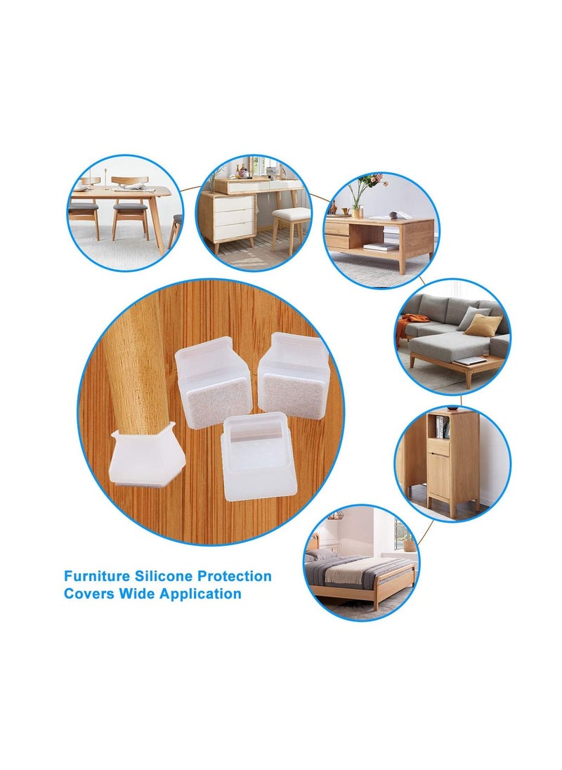 SYOSI - 32Pcs Square Furniture Silicone Protection Cover, Silicone Chair Leg Floor Protectors with Anti-Slip Felt Pads, Furniture Leg Caps, Protect Your Floors from Scratches - Image 1