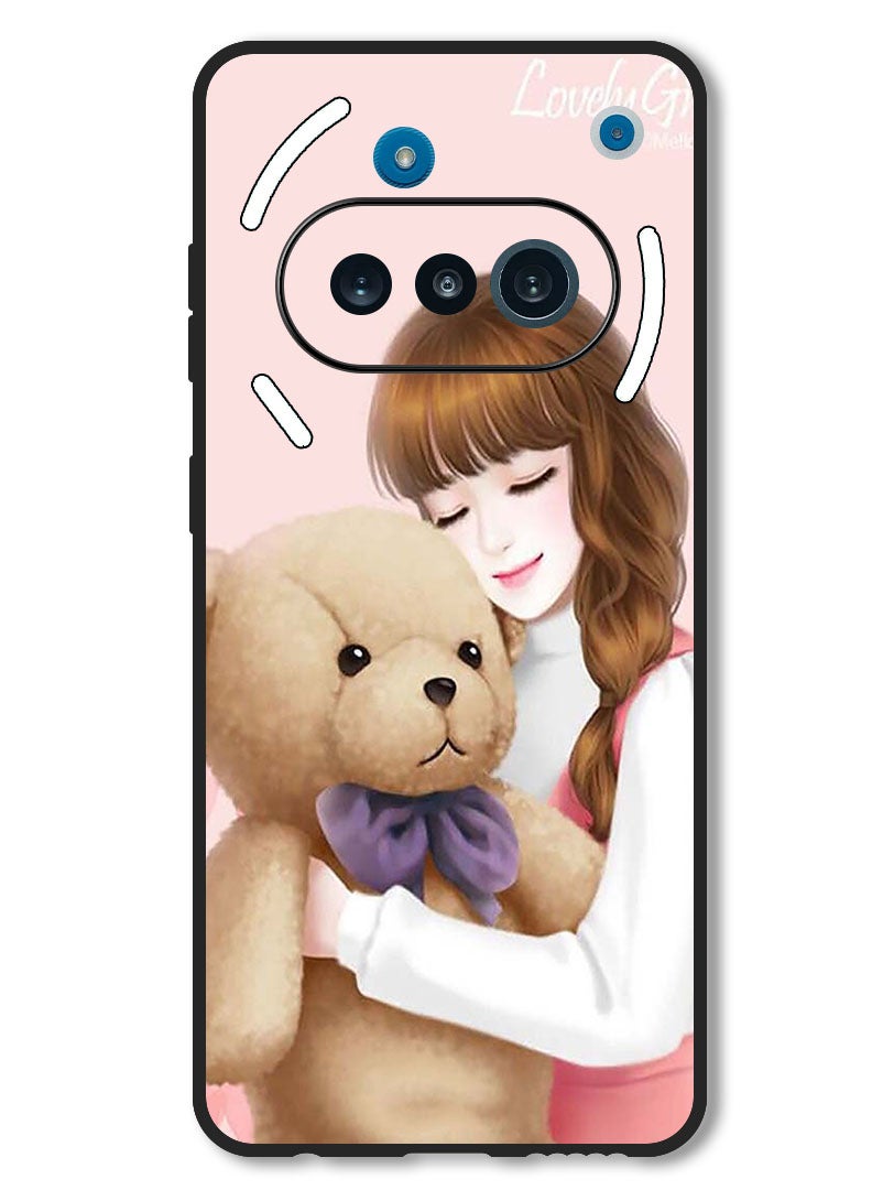 Theodor Case Compatible with Nothing Phone 3a Protection Shockproof Bumper Cover Lovely Girl Witih Teddy - Image 1