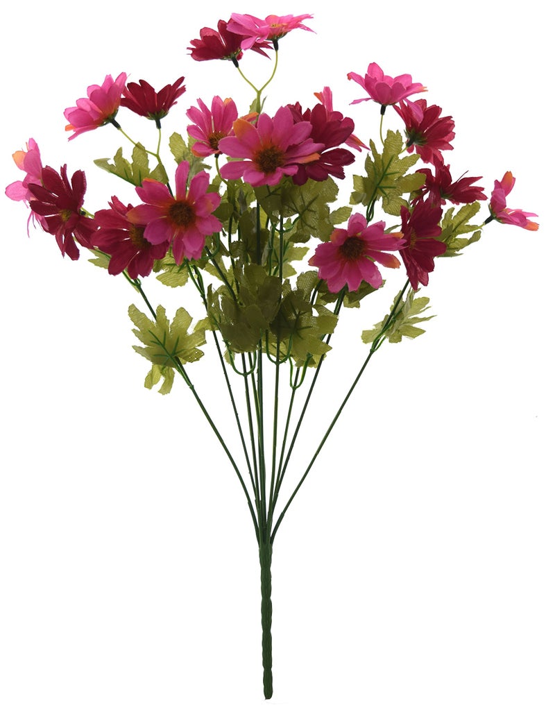 Fourwalls Synthetic Fabric Artificial Daisy Bunch (10 Branches, 20 Flower Heads, Pink and Red) - Image 5