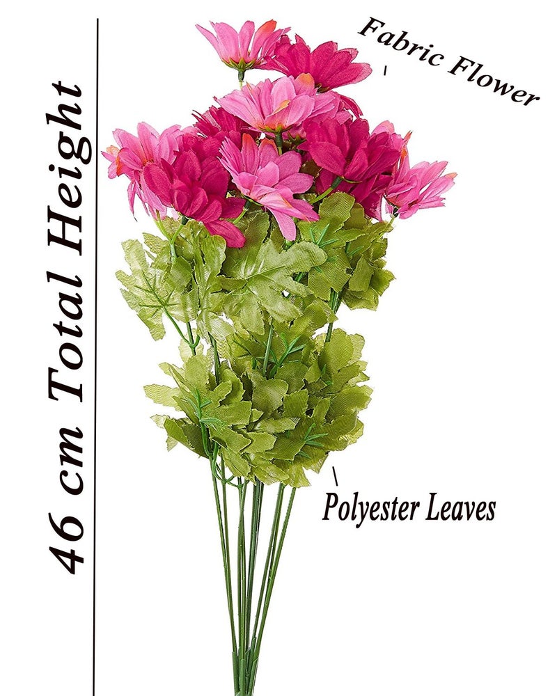 Fourwalls Synthetic Fabric Artificial Daisy Bunch (10 Branches, 20 Flower Heads, Pink and Red) - Image 2