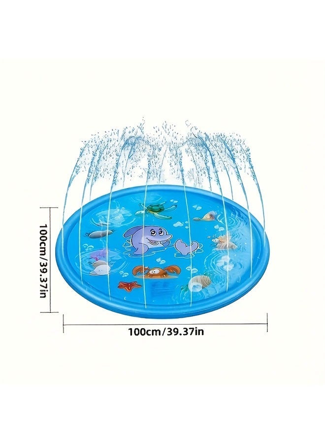 1pc Blue Inflatable Water Spray Mat for Youngsters - Outdoor Splash Pad with Marine Life Design, Summer Fun PVC Lawn Play and Youngsters, Durable Safe Backyard or Park Play, | Playful Toy Sturdy Construction - Image 2