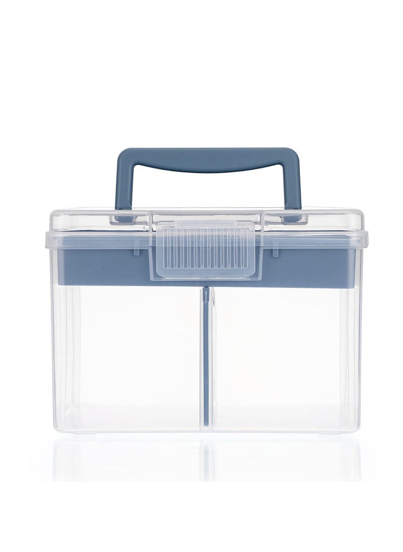 Excefore - Clear Craft Stackable Storage Box, Large Box with 6 compartment Mulit Purpose Storage Container, for Storing and Organising Toys, Arts Crafts, Stationery, Sewing, Blue - Image 1