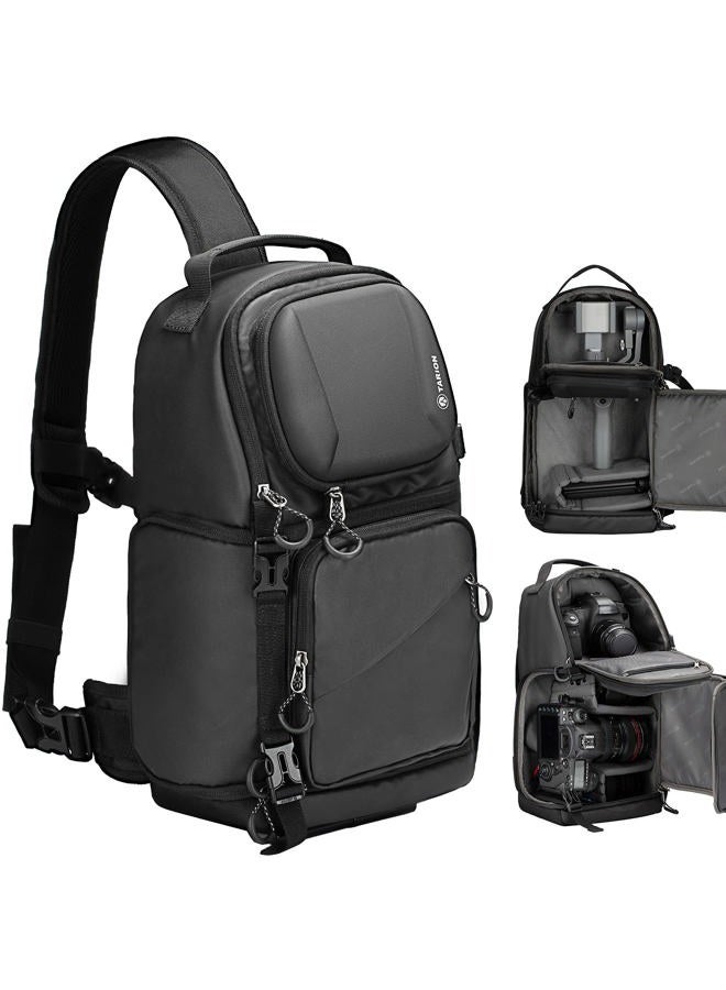 TARION Waterproof Camera Sling Bag Backpack - DSLR Sling Camera Bag for Photographers, Cross body Sling Bag with Raincover Tripod Holder Photography Slingpack Black TR-S - Image 1