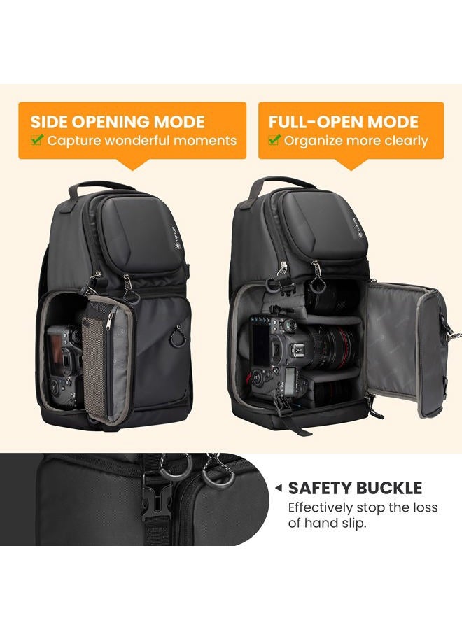 TARION Waterproof Camera Sling Bag Backpack - DSLR Sling Camera Bag for Photographers, Cross body Sling Bag with Raincover Tripod Holder Photography Slingpack Black TR-S - Image 3