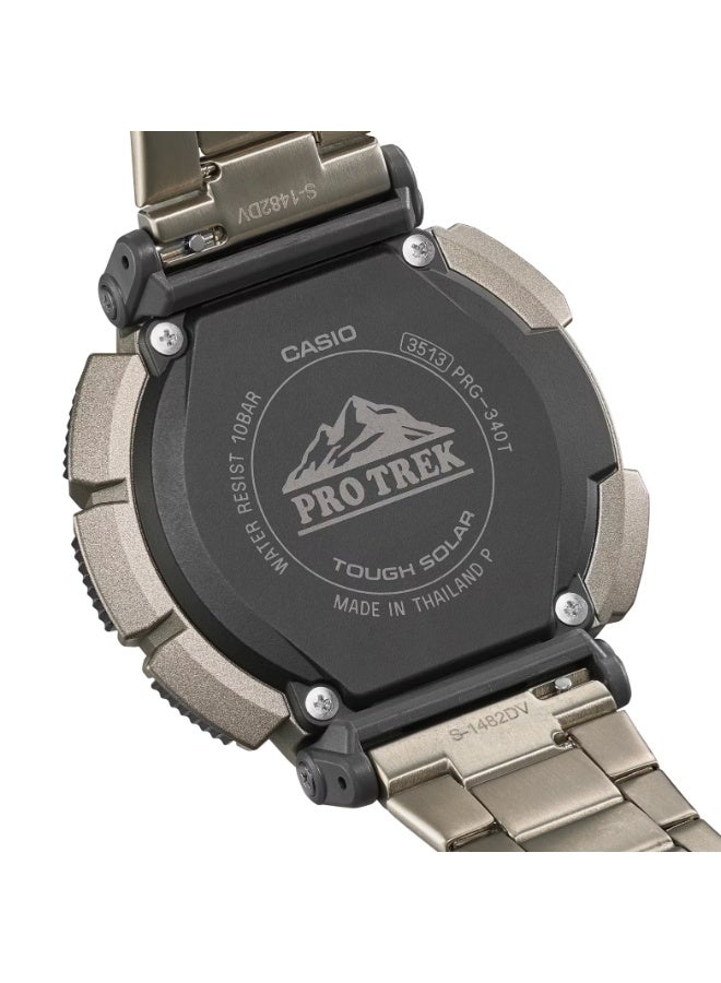 كاسيو ساعة كاسيو برو تريك PRG-340T-7DR للرجال تعمل بالطاقة الشمسية مع مستشعر ثلاثي (مقياس الارتفاع والضغط الجوي والبوصلة) وسوار من التيتانيوم ومقاومة للماء حتى 100 متر - Image 4