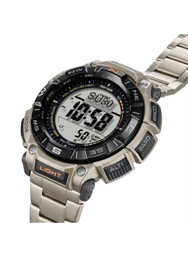 كاسيو ساعة كاسيو برو تريك PRG-340T-7DR للرجال تعمل بالطاقة الشمسية مع مستشعر ثلاثي (مقياس الارتفاع والضغط الجوي والبوصلة) وسوار من التيتانيوم ومقاومة للماء حتى 100 متر - Image 3
