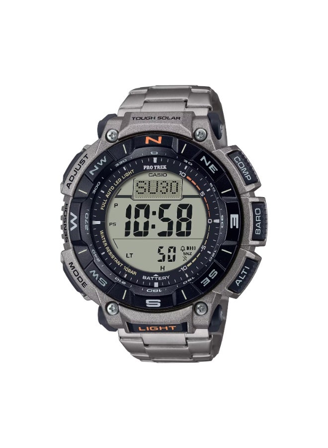 كاسيو ساعة كاسيو برو تريك PRG-340T-7DR للرجال تعمل بالطاقة الشمسية مع مستشعر ثلاثي (مقياس الارتفاع والضغط الجوي والبوصلة) وسوار من التيتانيوم ومقاومة للماء حتى 100 متر - Image 1