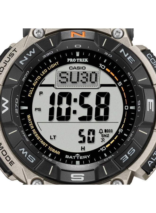 كاسيو ساعة كاسيو برو تريك PRG-340T-7DR للرجال تعمل بالطاقة الشمسية مع مستشعر ثلاثي (مقياس الارتفاع والضغط الجوي والبوصلة) وسوار من التيتانيوم ومقاومة للماء حتى 100 متر - Image 2