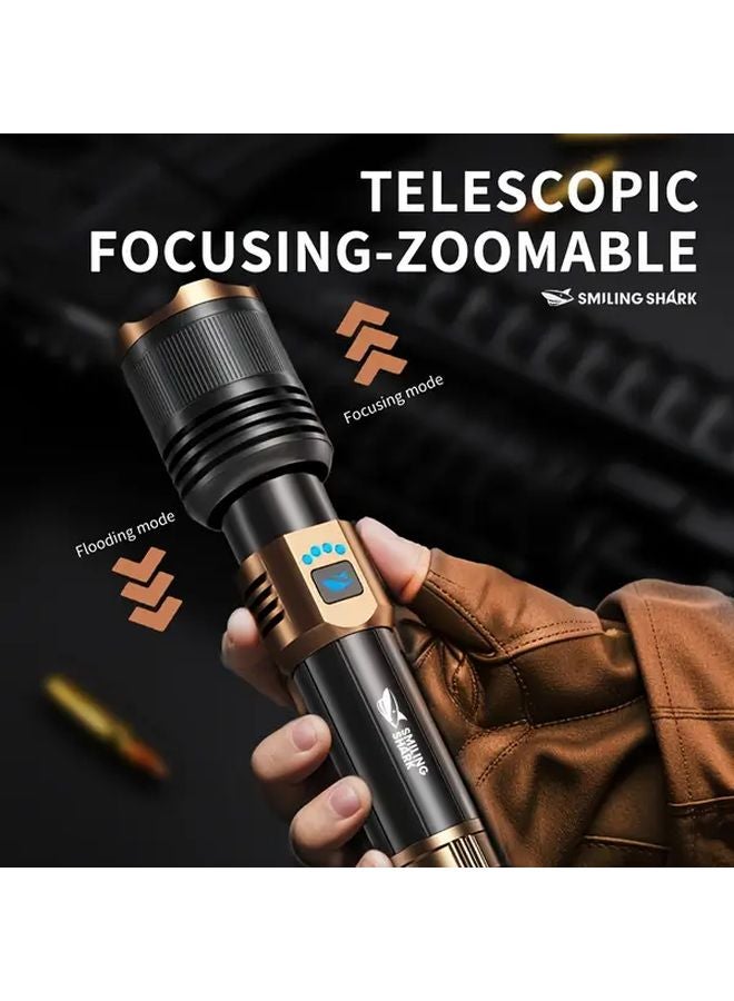 Smiling Shark M80 LED Tactical Flashlight Super Bright Zoomable Long Range Outdoor Camping - Image 5