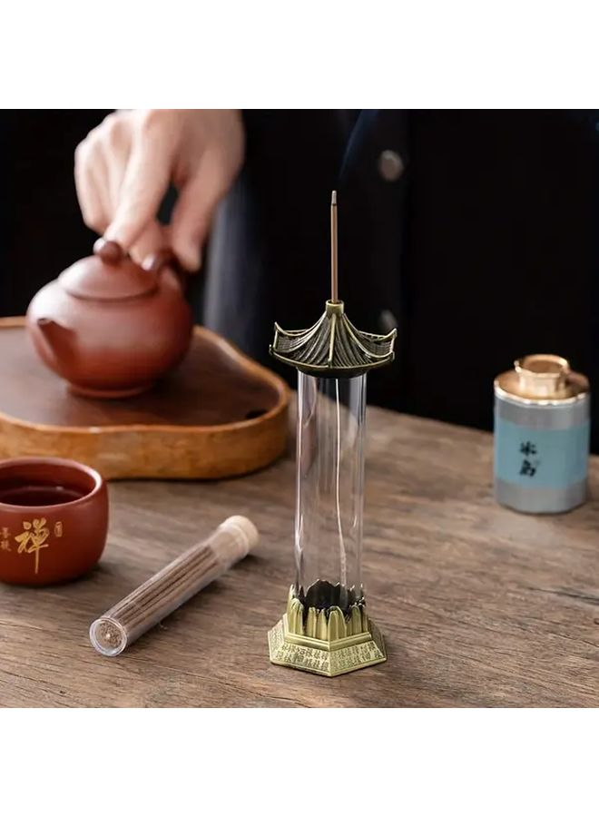Bronze Pagoda Incense Holder Metal Reversal Flow Smoking Censer for Meditation Yoga Home Decor Gift - Image 1