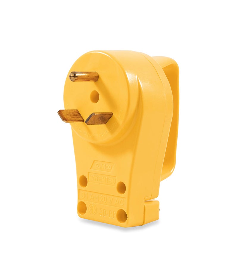 Camco 55245 30A Plug with PowerGrip - Clamshell, Yellow|Yellow - Image 1