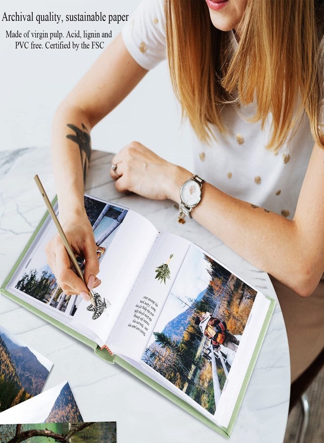 1DOT2 Photo Album 4x6 Hold 60 Photos with Memo Vertical Slip-in Pockets Photo Book, Linen Cover Picture Photo Albums with Writing Space for Wedding Baby Mother's Day Sage Green - Image 5