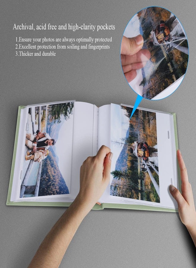 1DOT2 Photo Album 4x6 Hold 60 Photos with Memo Vertical Slip-in Pockets Photo Book, Linen Cover Picture Photo Albums with Writing Space for Wedding Baby Mother's Day Sage Green - Image 2