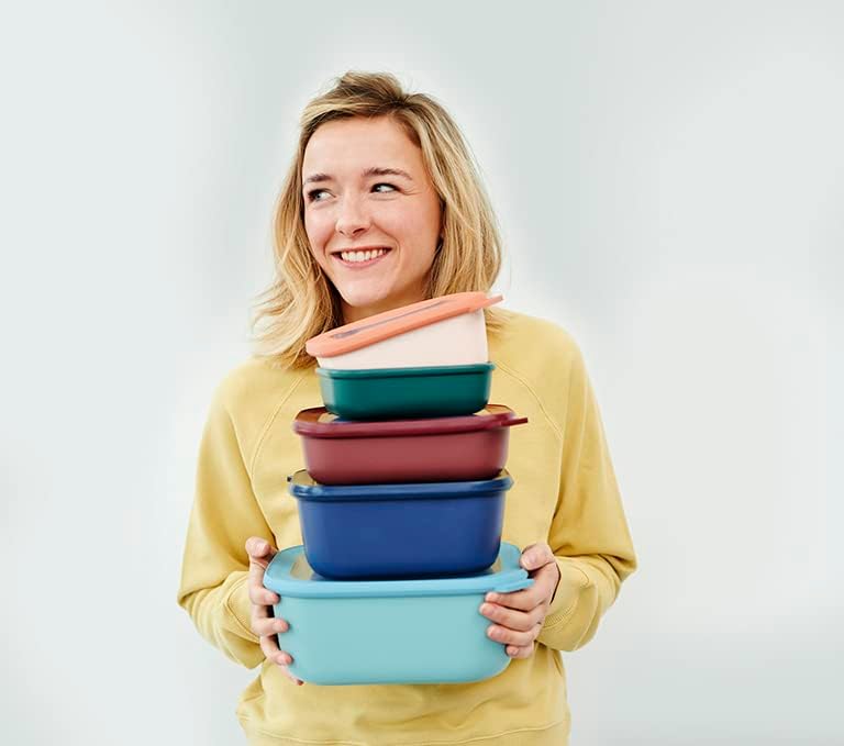 Mepal Cirqula 34oz1000ml Circular Rectangular Multi Food Storage  Serving Container with Transparent Lids  Perfect for Food Prep  Microwave  Dishwasher Safe  Vivid Blue  Made in Holland - Image 4