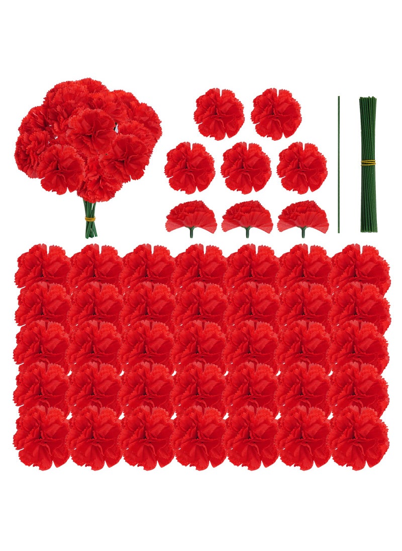 mifengda mifengda 50Pcs Artificial Marigold Flowers Heads Mexican Marigold Flowers Silk Marigold Flowers Heads Red Decoration Faux Marigold Flowers Bulk with Wire for Mexican Party Halloween Valentine DIY 