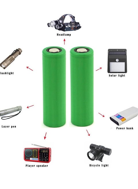 بطارية قوية 18650 متوافقة مع العديد من الاجهزة بقوة 1400mAh عدد 2 بطارية