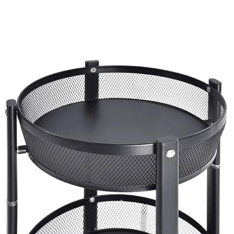 Jecrina Foldable 3Tier Rolling Storage Cart with WheelsDurable Metal Mesh Multipurpose Organizer for KitchenLiving BathroomOfficeCompact Collapsible Design50kg Load CapacityFruitsVegetables - Image 2