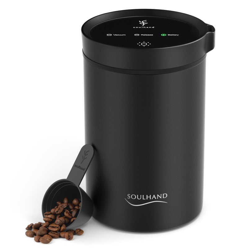 Soulhand SOUL HAND Vacuum Coffee Canister, Airtight Sealed Coffee Canister Automatic Vacuum Stainless Steel Coffee Containers, Coffee Bean Storage Container for Coffee/Food Storage 1.6 L - Image 1