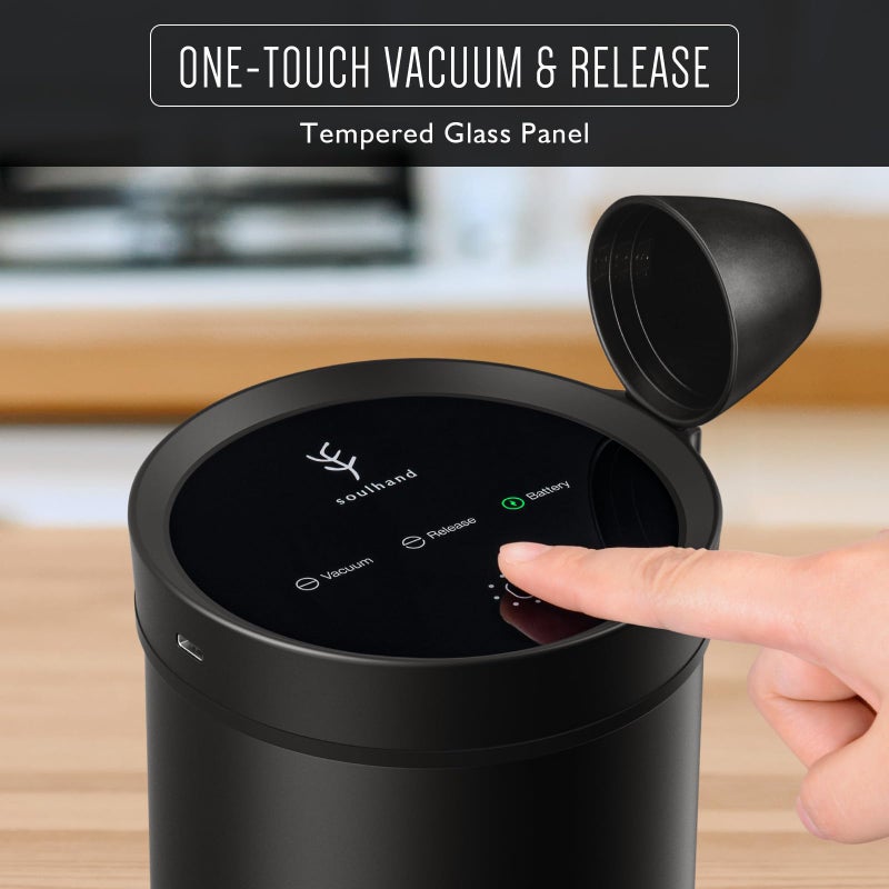 Soulhand SOUL HAND Vacuum Coffee Canister, Airtight Sealed Coffee Canister Automatic Vacuum Stainless Steel Coffee Containers, Coffee Bean Storage Container for Coffee/Food Storage 1.6 L - Image 2