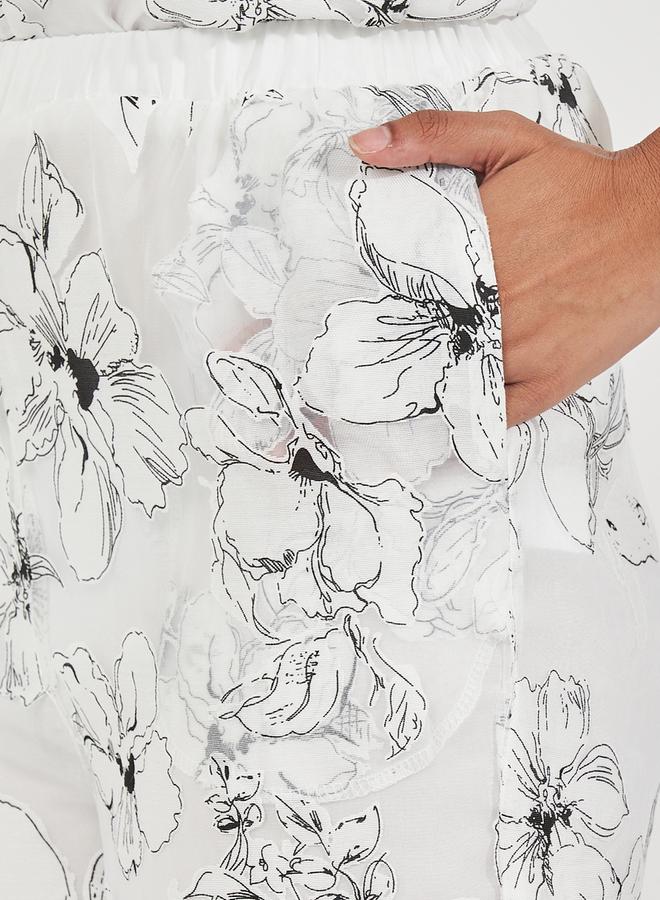 Styli Embroidery Detail Straight Fit Satin Trousers  - Image 3