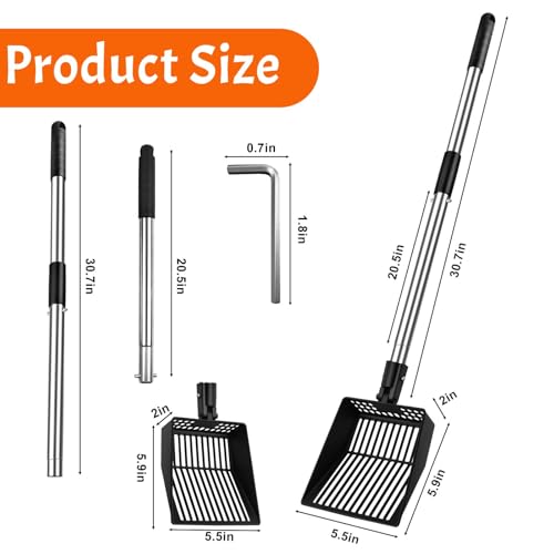 Fantang Long Handle Fireplace Ash Sifter, Hollow Out Metal Coal Shovel Adjustable Charcoal Shovel Scoop Heat Resistant Fireplace Tools for Wood Stove Fire Pit Grill (26inch/36inch) - Image 2