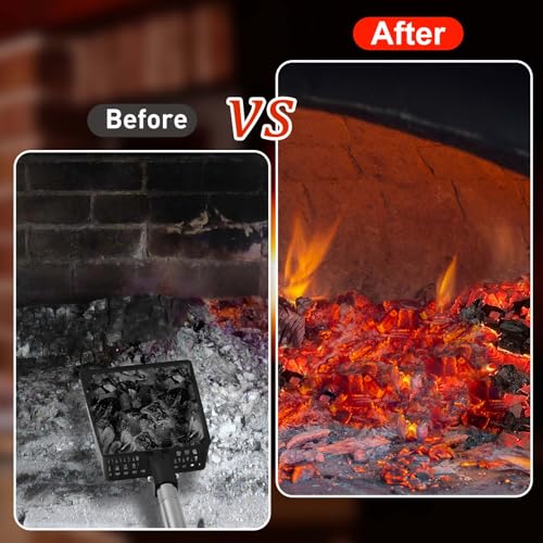 Fantang Long Handle Fireplace Ash Sifter, Hollow Out Metal Coal Shovel Adjustable Charcoal Shovel Scoop Heat Resistant Fireplace Tools for Wood Stove Fire Pit Grill (26inch/36inch) - Image 4