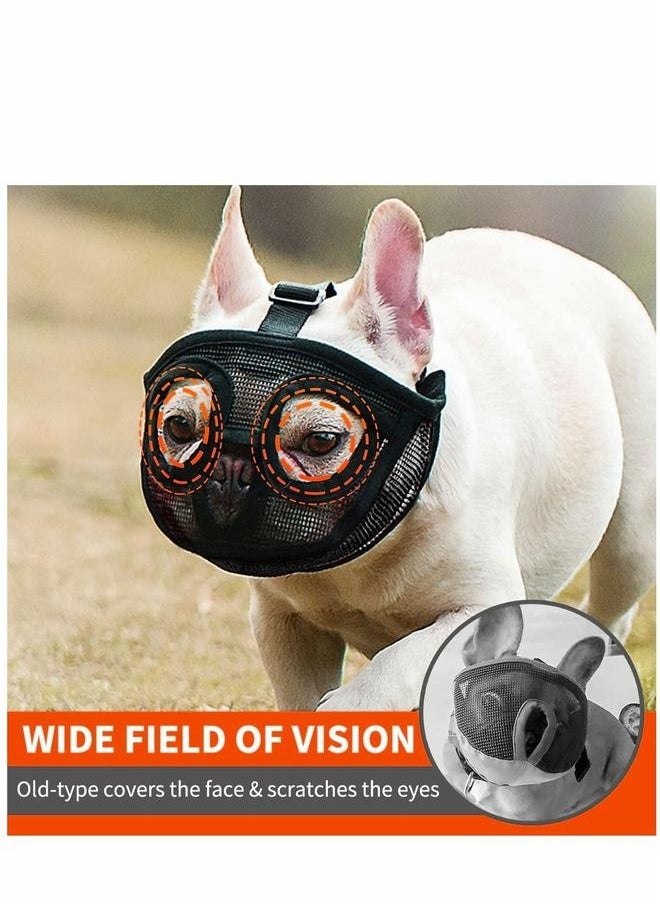 Short Snout Dog Muzzle Adjustable Breathable Mesh Flat Faced Bulldog with Tongue Out Design for Barking Biting Chewing Training Licking and Grooming  - Image 4