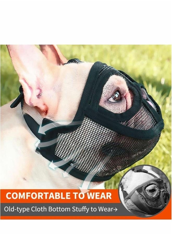 Short Snout Dog Muzzle Adjustable Breathable Mesh Flat Faced Bulldog with Tongue Out Design for Barking Biting Chewing Training Licking and Grooming  - Image 2