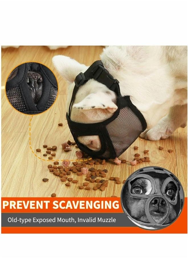 Short Snout Dog Muzzle Adjustable Breathable Mesh Flat Faced Bulldog with Tongue Out Design for Barking Biting Chewing Training Licking and Grooming  - Image 3